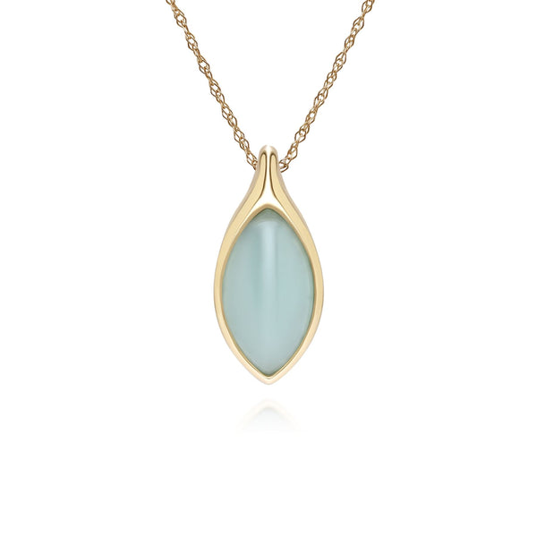 gemondo Classic Marquise Green Jadeite Pendant Necklace in 9ct Yellow Gold