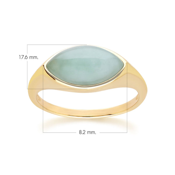 Gemondo Classic Marquise Green Jadeite Ring In 9ct Yellow Gold