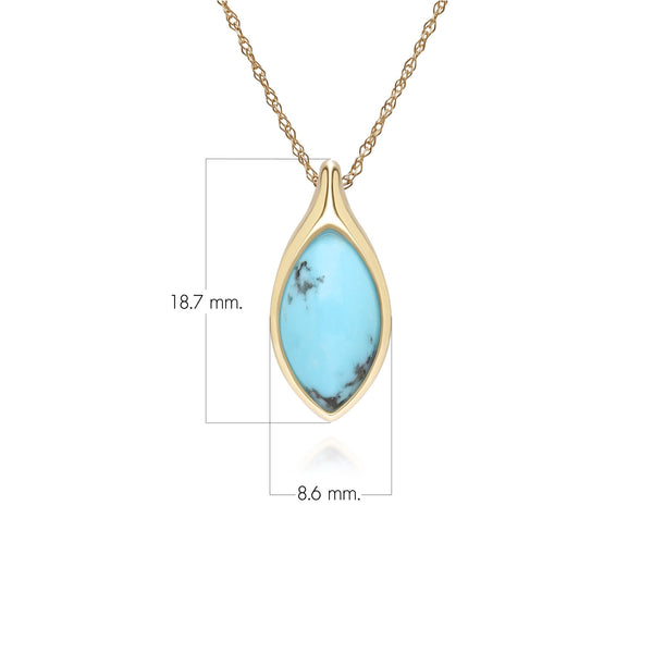 Gemondo Classic Marquise Turquoise Pendant Necklace In 9ct Yellow Gold