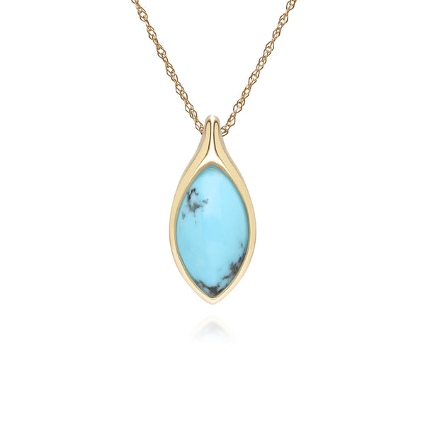 gemondo Classic Marquise Turquoise Pendant Necklace in 9ct Yellow Gold
