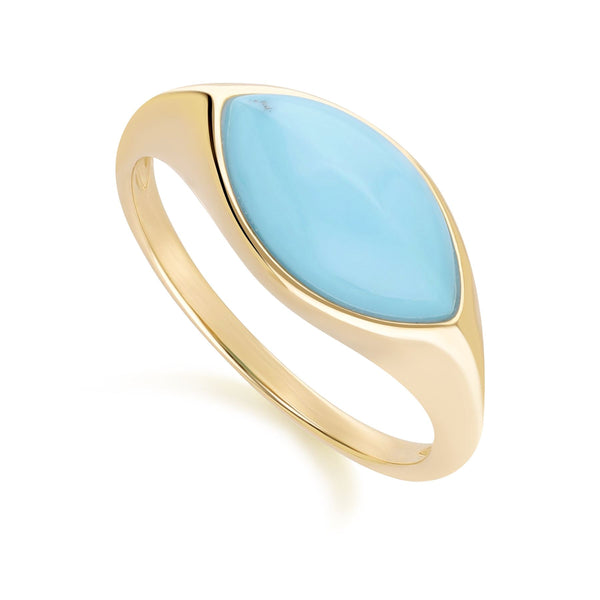 Gemondo Classic Marquise Turquoise Ring In 9ct Yellow Gold