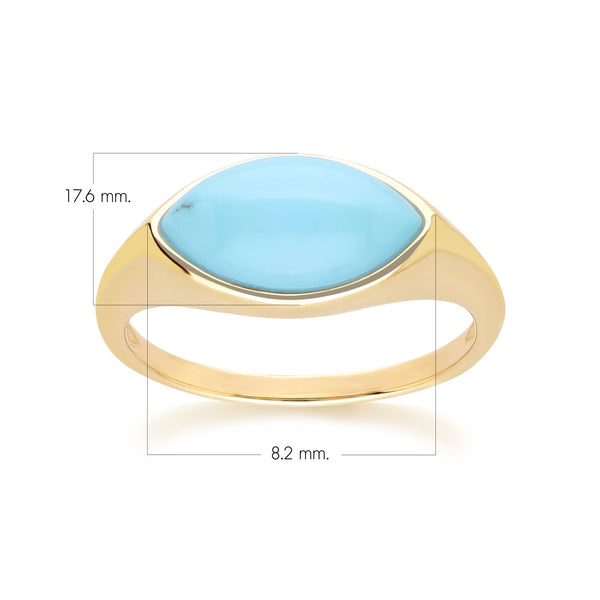 Gemondo Classic Marquise Turquoise Ring In 9ct Yellow Gold