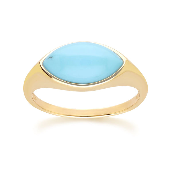 gemondo Classic Marquise Turquoise Ring in 9ct Yellow Gold