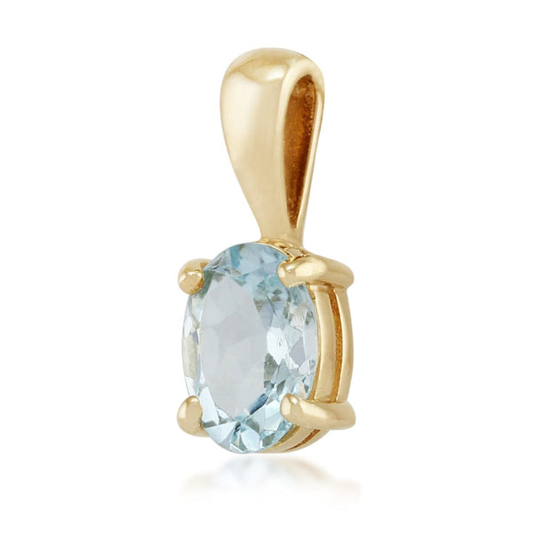 Gemondo Classic Oval Aquamarine 0.60ct Pendant In 9ct Yellow Gold