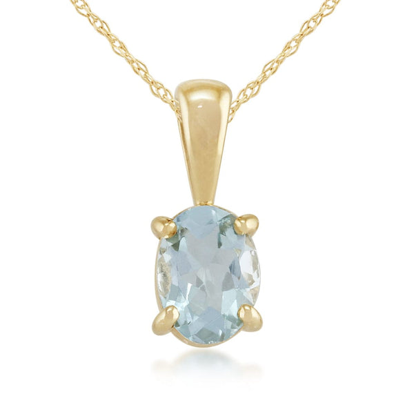 gemondo Classic Oval Aquamarine 0.60ct Pendant in 9ct Yellow Gold gemondo Classic Oval Aquamarine 0.60ct Pendant in 9ct Yellow Gold