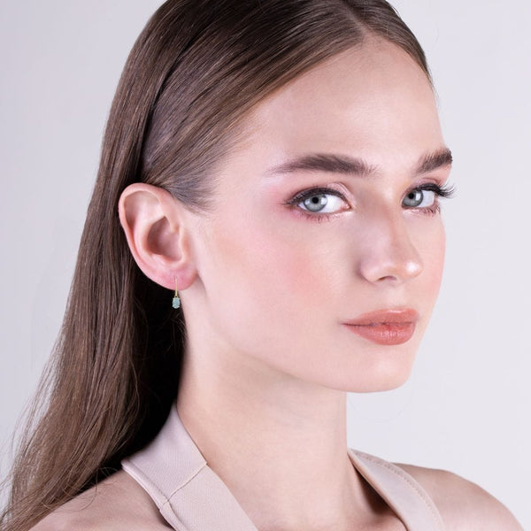 Gemondo Classic Oval Aquamarine Claw Set Drop Earrings In 9ct Yellow Gold