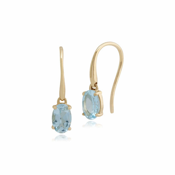 gemondo Classic Oval Aquamarine Claw Set Drop Earrings in 9ct Yellow Gold gemondo Classic Oval Aquamarine Claw Set Drop Earrings in 9ct Yellow Gold