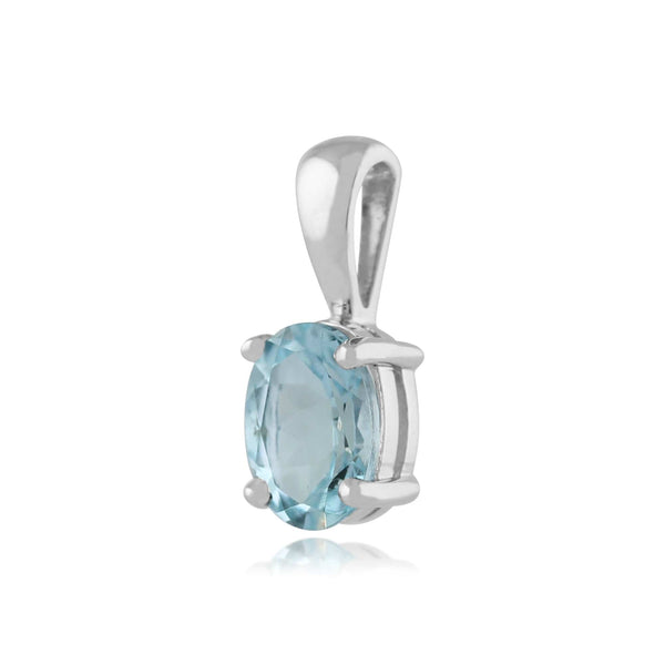 Gemondo Classic Oval Aquamarine Pendant In 9ct White Gold