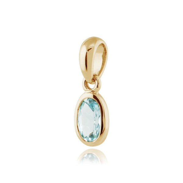 Gemondo Classic Oval Aquamarine Pendant In 9ct Yellow Gold