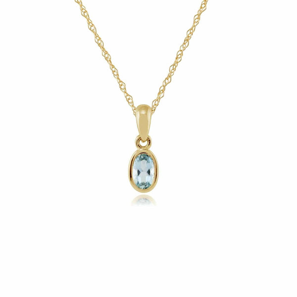 gemondo Classic Oval Aquamarine Pendant in 9ct Yellow Gold gemondo Classic Oval Aquamarine Pendant in 9ct Yellow Gold