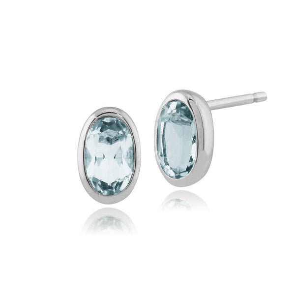 gemondo Classic Oval Aquamarine Stud Earrings in 9ct White Gold 6x4mm gemondo Classic Oval Aquamarine Stud Earrings in 9ct White Gold 6x4mm
