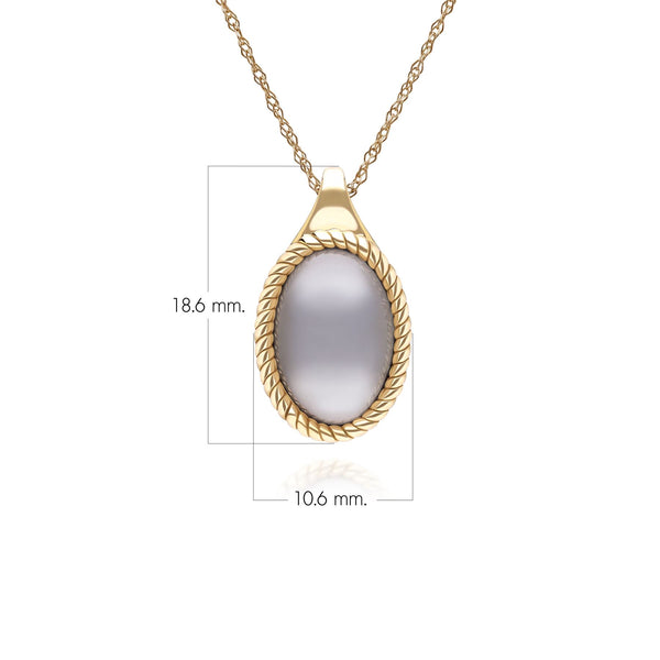 Gemondo Classic Oval Black Moonstone Pendant Necklace In 9ct Yellow Gold