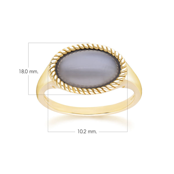 Gemondo Classic Oval Black Moonstone Ring In 9ct Yellow Gold