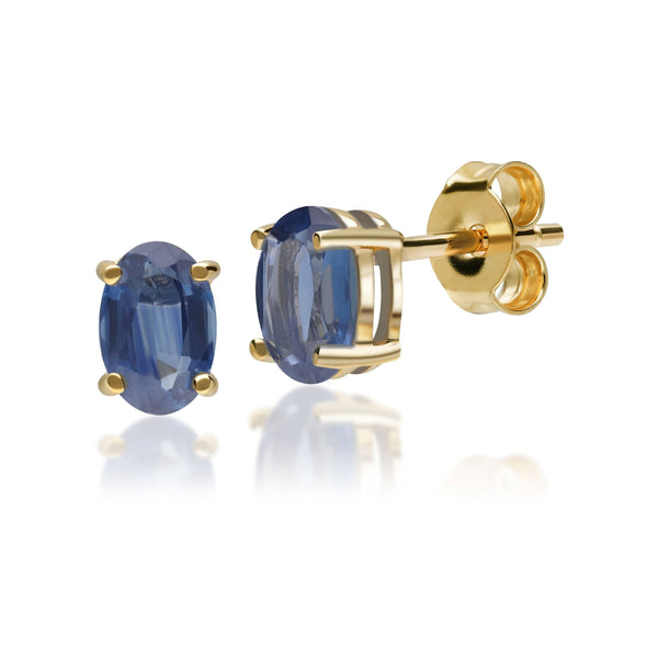 gemondo Classic Oval Blue Sapphire Stud Earrings in 9ct Gold