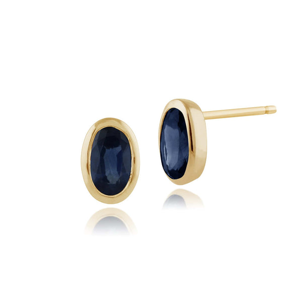 gemondo Classic Oval Blue Sapphire Stud Earrings in 9ct Yellow Gold
