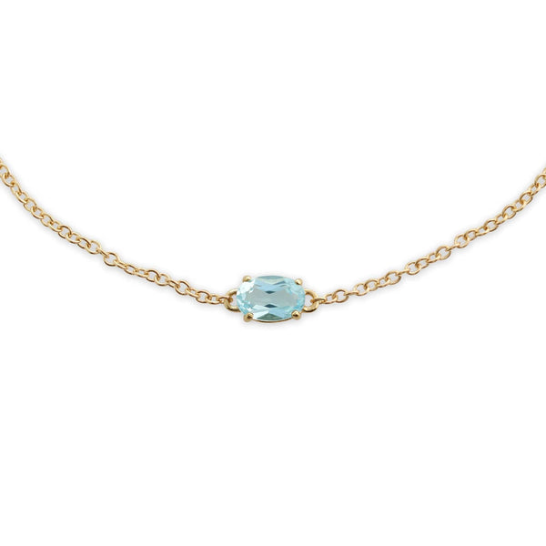 Gemondo Classic Oval Blue Topaz Single Stone Bracelet In 9ct Yellow Gold