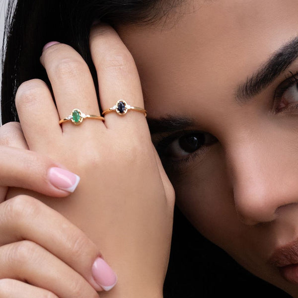 Gemondo Classic Oval Emerald & Diamond Ring In 9ct Yellow Gold