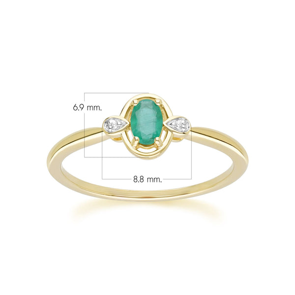 Gemondo Classic Oval Emerald & Diamond Ring In 9ct Yellow Gold