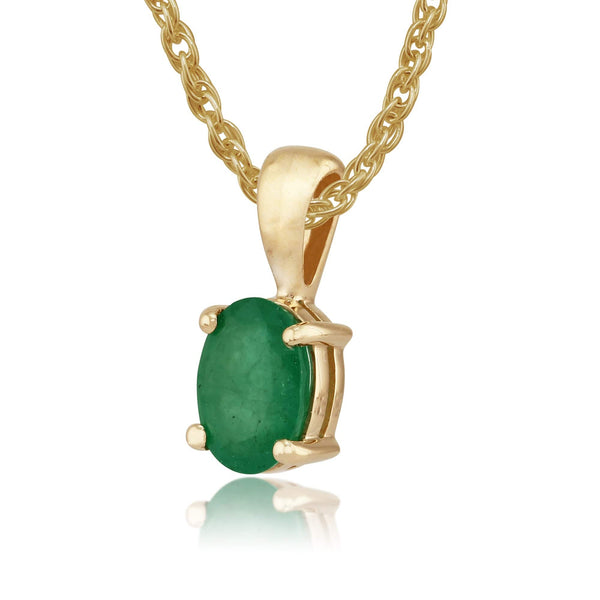 Gemondo Classic Oval Emerald Pendant In 9ct Yellow Gold