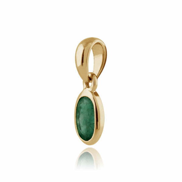 Gemondo Classic Oval Emerald Pendant In 9ct Yellow Gold