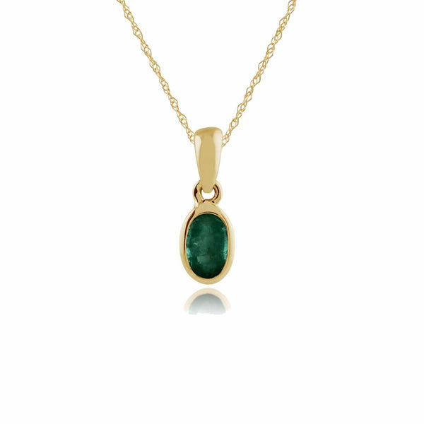 gemondo Classic Oval Emerald Pendant in 9ct Yellow Gold