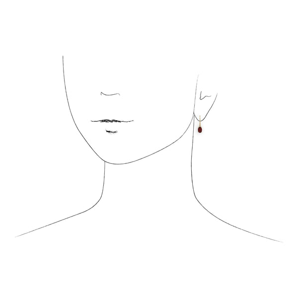 Gemondo Classic Oval Garnet Drop Earrings In 9ct Yellow Gold