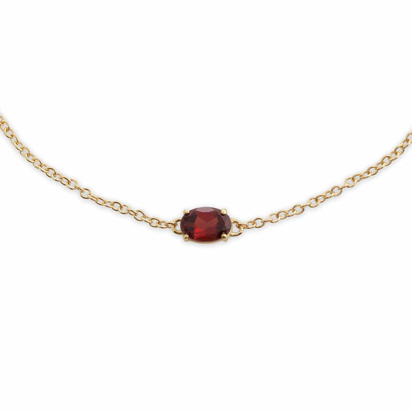 Gemondo Classic Oval Garnet Single Stone Bracelet In 9ct Yellow Gold