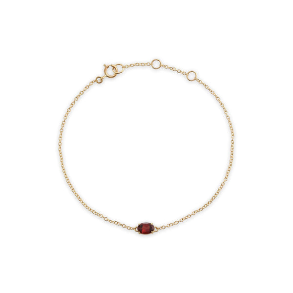 gemondo Classic Oval Garnet Single Stone Bracelet in 9ct Yellow Gold