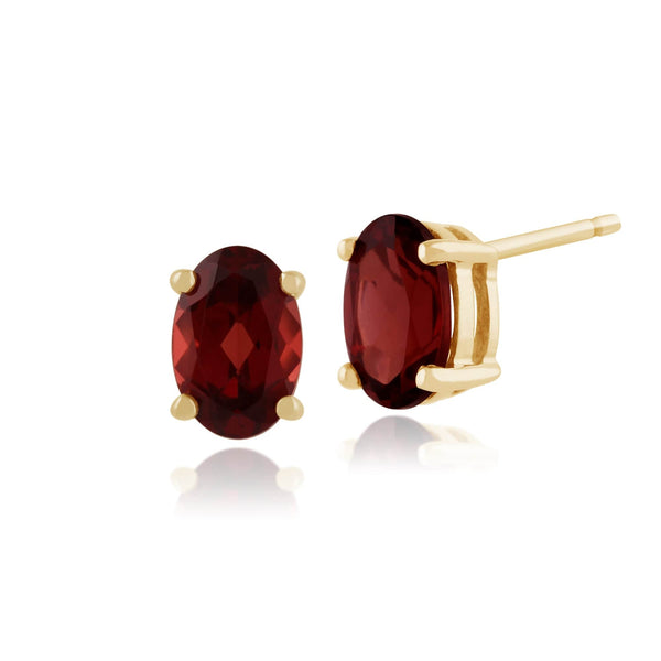 gemondo Classic Oval Garnet Stud Earrings in 9ct Yellow Gold gemondo Classic Oval Garnet Stud Earrings in 9ct Yellow Gold