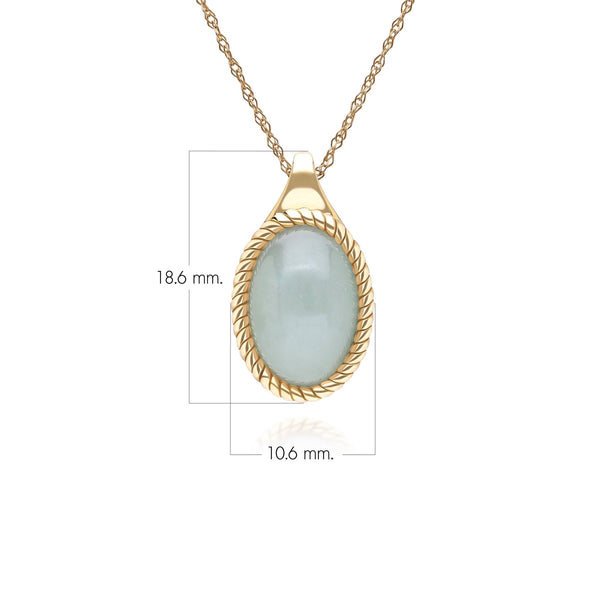 Gemondo Classic Oval Green Jadeite Pendant Necklace In 9ct Yellow Gold
