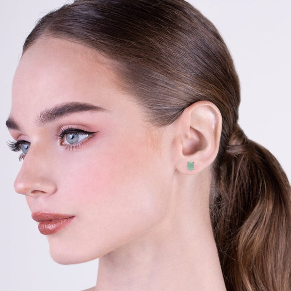 Gemondo Classic Oval Jade Stud Earrings In 9ct Yellow Gold