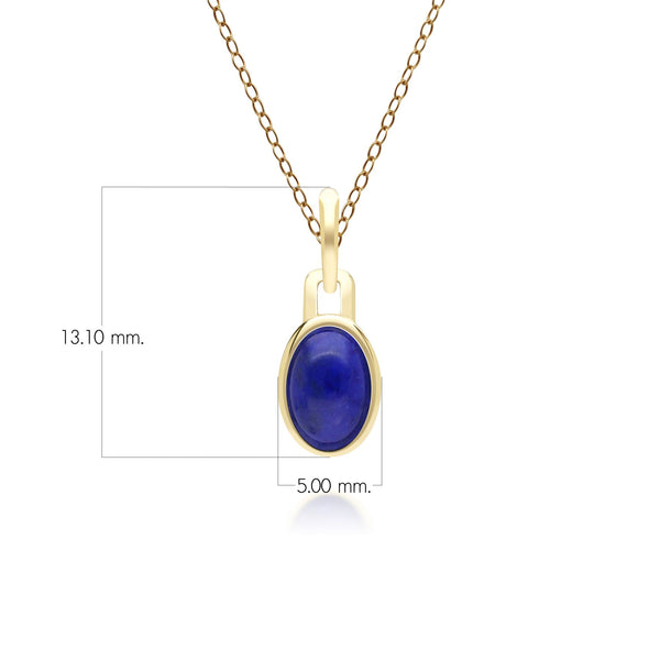 Gemondo Classic Oval Lapis Lazuli Pendant Necklace In 9ct Yellow Gold