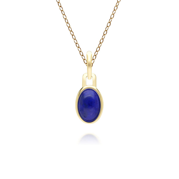 gemondo Classic Oval Lapis Lazuli Pendant Necklace in 9ct Yellow Gold