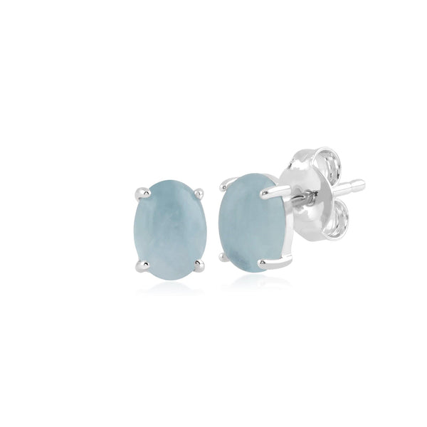 gemondo Classic Oval Milky Aquamarine Stud Earring in 925 Sterling Silver gemondo Classic Oval Milky Aquamarine Stud Earring in 925 Sterling Silver