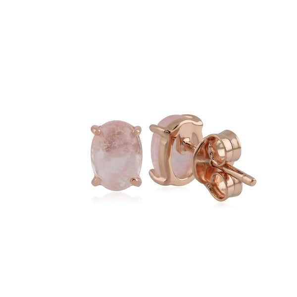 Gemondo Classic Oval Milky Morganite Stud Earring In Rose Gold Plated Silver