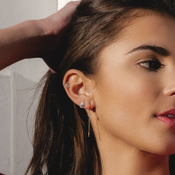 Gemondo Classic Oval Morganite & Diamond Halo Stud Earrings In 9ct Rose Gold