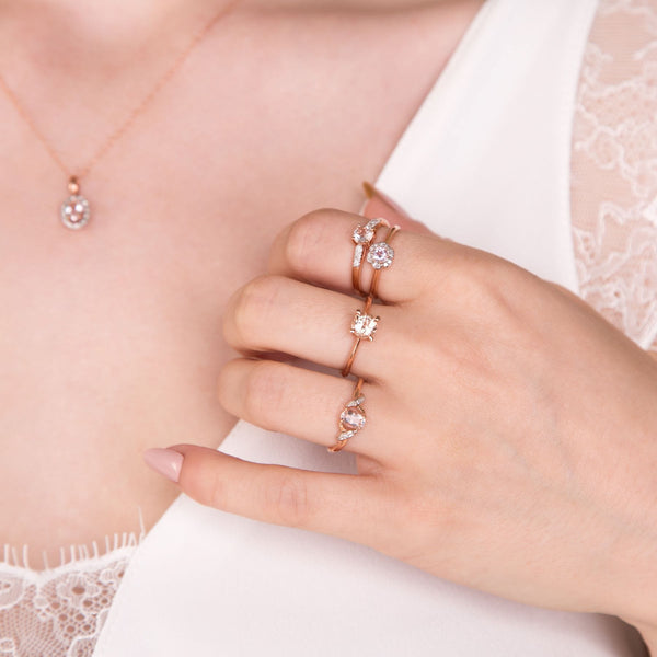 Gemondo Classic Oval Morganite & Diamond Ring In 9ct Rose Gold