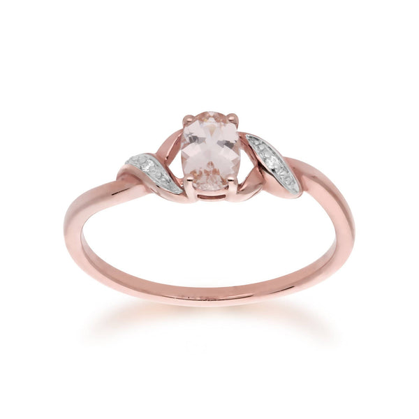gemondo Classic Oval Morganite & Diamond Ring in 9ct Rose Gold