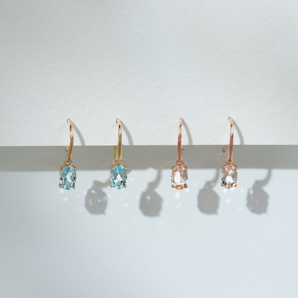 Gemondo Classic Oval Morganite Drop Fish Hook Earrings In 9ct Rose Gold