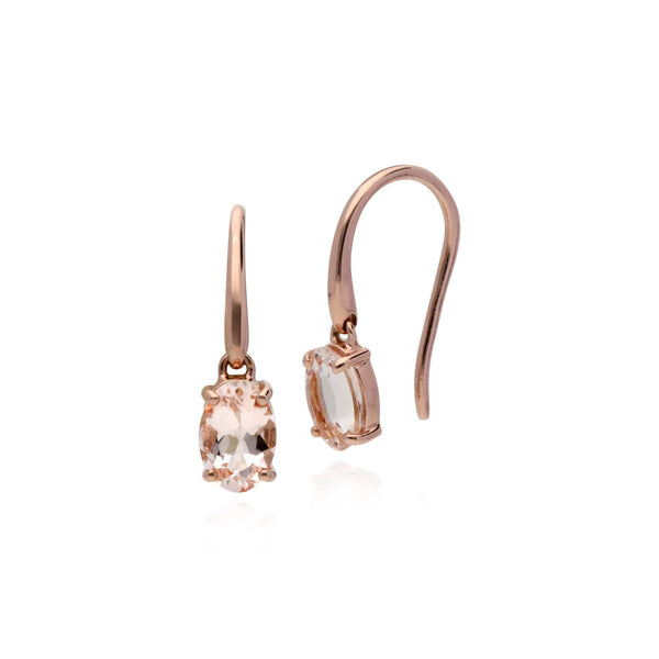 gemondo Classic Oval Morganite Drop Fish Hook Earrings in 9ct Rose Gold