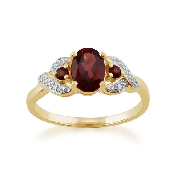 gemondo Classic Oval Mozambique Garnet & Diamond Ring in 9ct Yellow Gold gemondo Classic Oval Mozambique Garnet & Diamond Ring in 9ct Yellow Gold