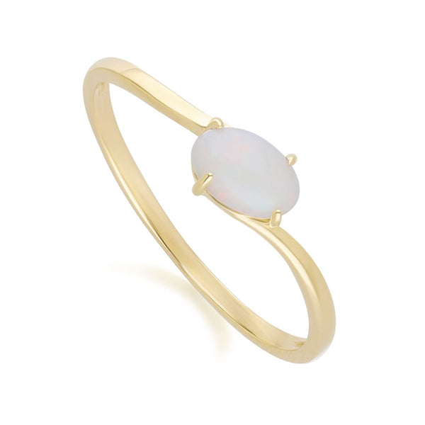 Gemondo Classic Oval Opal Cabochon Ring In 9ct Yellow Gold