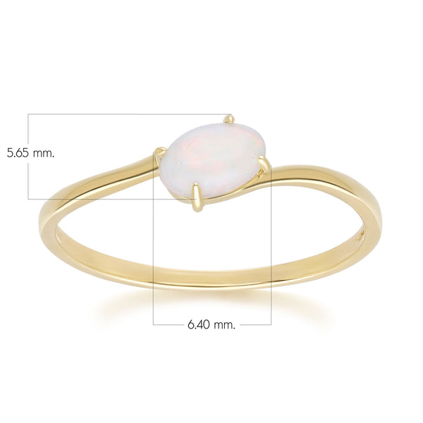 Gemondo Classic Oval Opal Cabochon Ring In 9ct Yellow Gold
