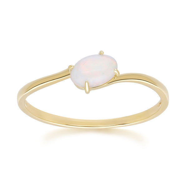 gemondo Classic Oval Opal Cabochon Ring in 9ct Yellow Gold
