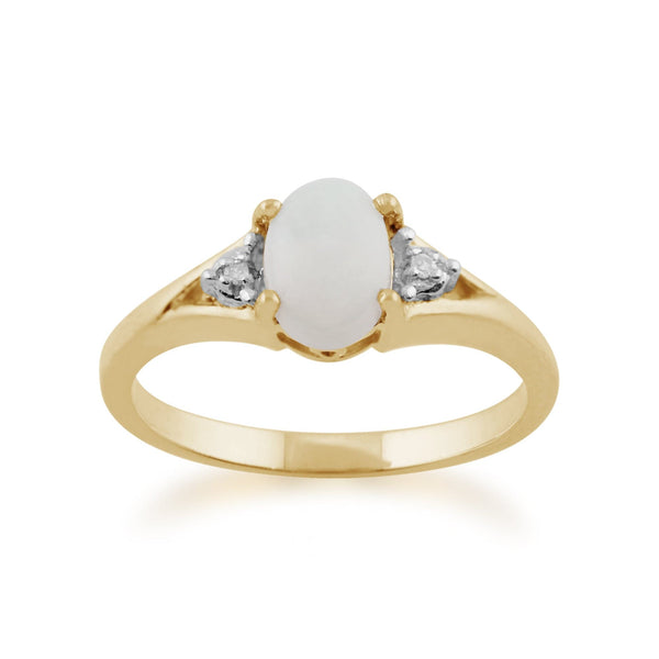 gemondo Classic Oval Opal & Diamond Ring in 9ct Yellow Gold