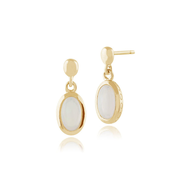 gemondo Classic Oval Opal Drop Earrings in 9ct Yellow Gold