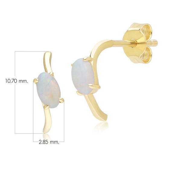 Gemondo Classic Oval Opal Half Hoop Earrings In 9ct Yellow Gold