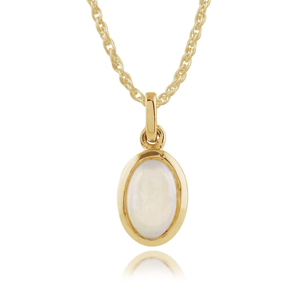 gemondo Classic Oval Opal Pendant in 9ct Yellow Gold