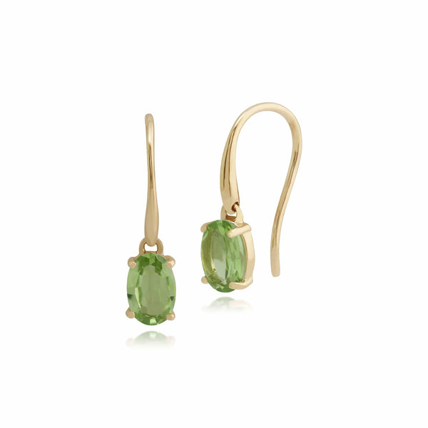 gemondo Classic Oval Peridot Hook Drop Earrings in 9ct Yellow Gold