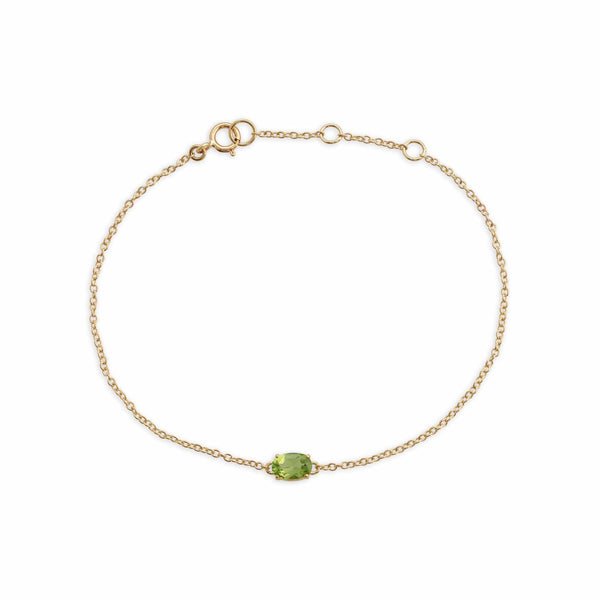 gemondo Classic Oval Peridot Single Stone Bracelet in 9ct Yellow Gold